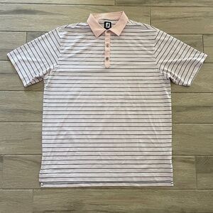 FootJoy Lisle Golf Polo Men's XL Pink Grey Striped Preppy Country Club Casual